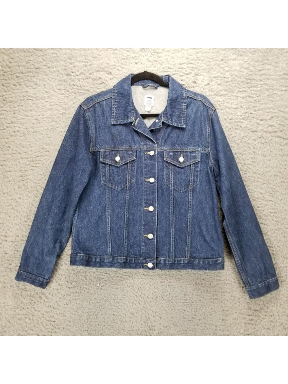 GAP Jacket Womens Large Blue 100% Cotton Long Sleeve Button Up Denim